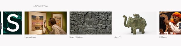 Müzenin eserlerinin çeşitli görüntüleri ile galerinin gezinme kaydırıcısı