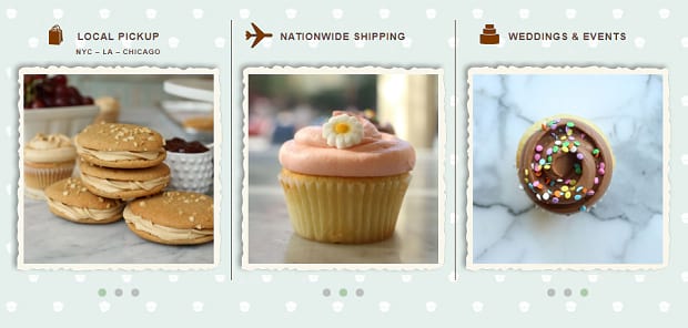 Çeşitli hamur işlerini gösteren üç küçük kaydırıcı