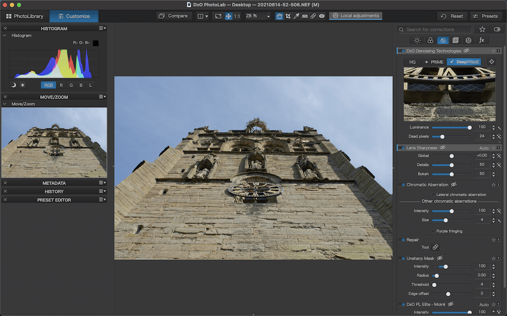 DxOPhotoLabアプリ。