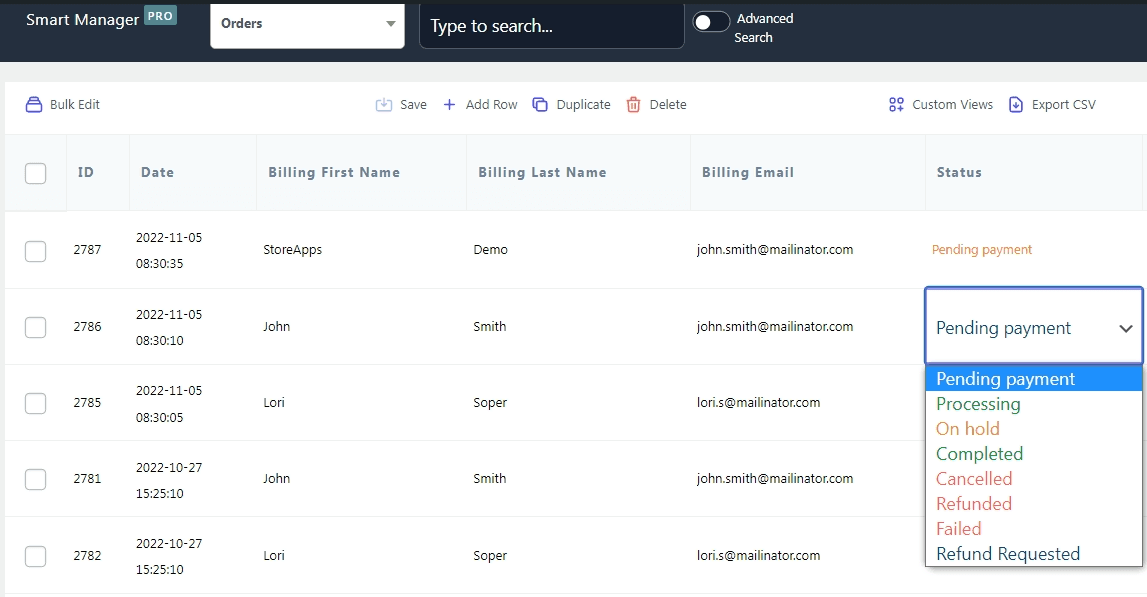 Inline-Bearbeitungsaufträge mit dem wp-Blatt-Editor