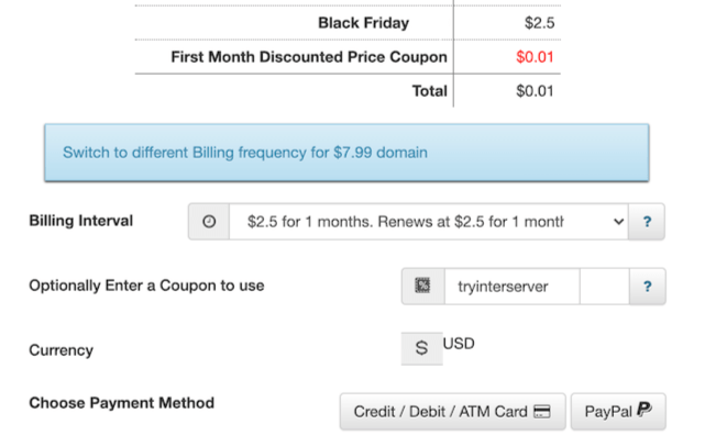 interserver checkout coupon code 