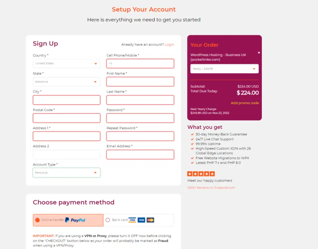 WPX Hosting Black Friday Deals 2022:支付 2 美元或 3 个月免费 8 WPX Hosting Black Friday Checkout