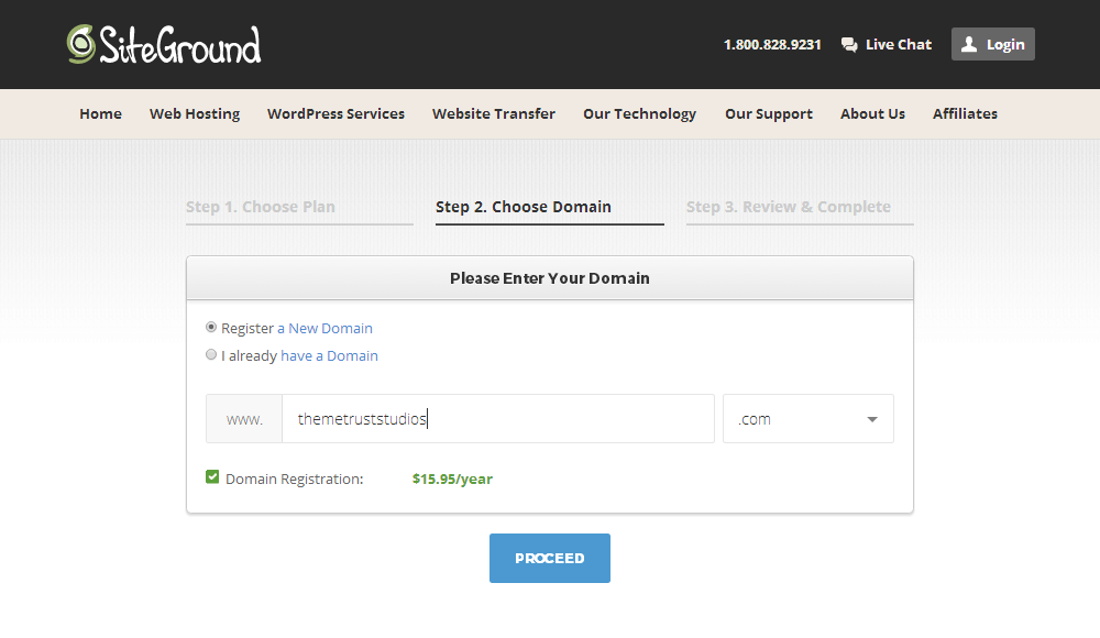 SiteGround - Etki Alanı Seç