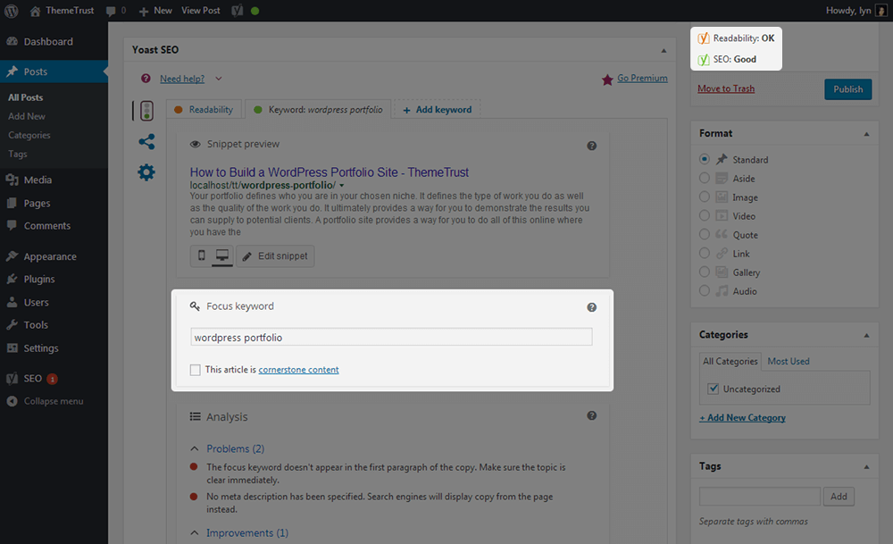 Yoast SEO - Fokus Kata Kunci