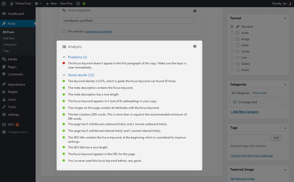 Yoast SEO - Analisis SEO