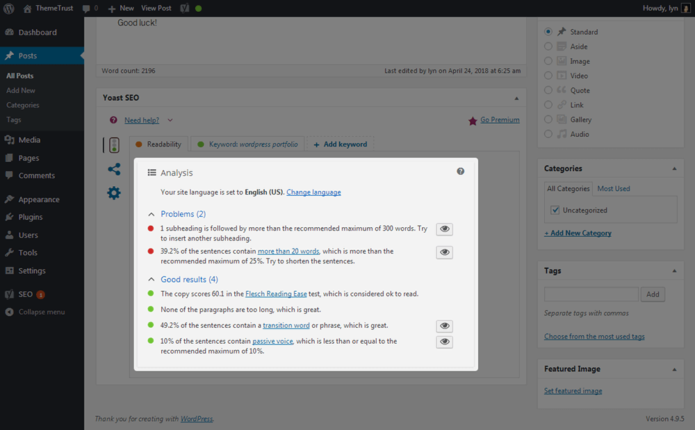 Yoast SEO - Analisis Konten