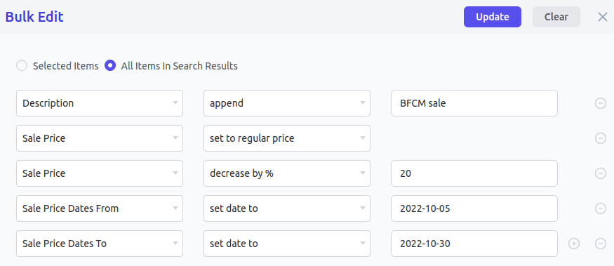 modifica in blocco di prodotti compositi