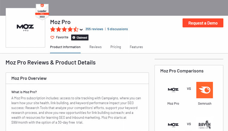 Recensioni Moz Pro G2