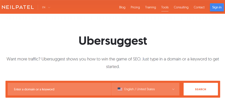 Piattaforma SEO Ubersuggest - Alternative Moz