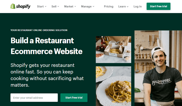Shopify レストランの e コマース サイト ビルダーとレストランのウェブサイト ビルダー