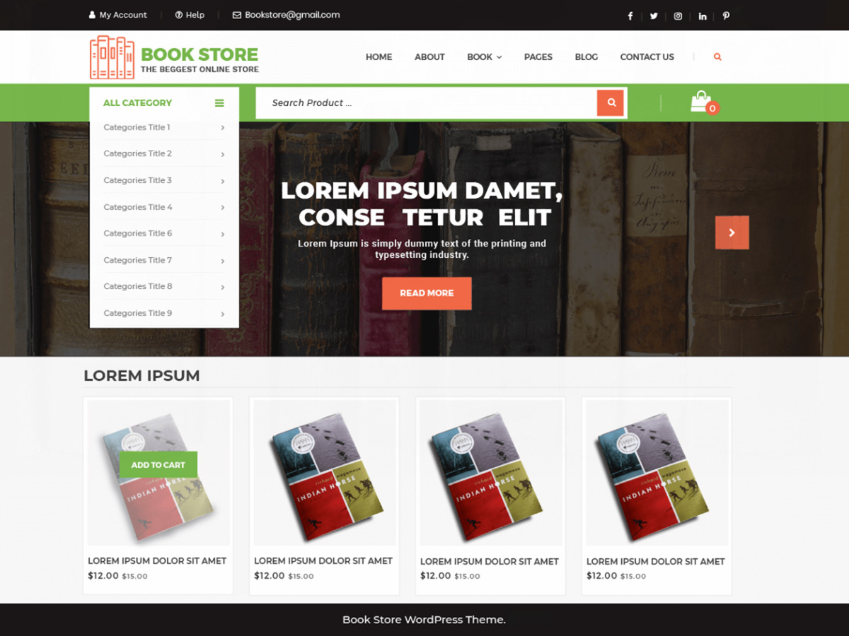 Motyw biblioteki VW Book Store WordPress
