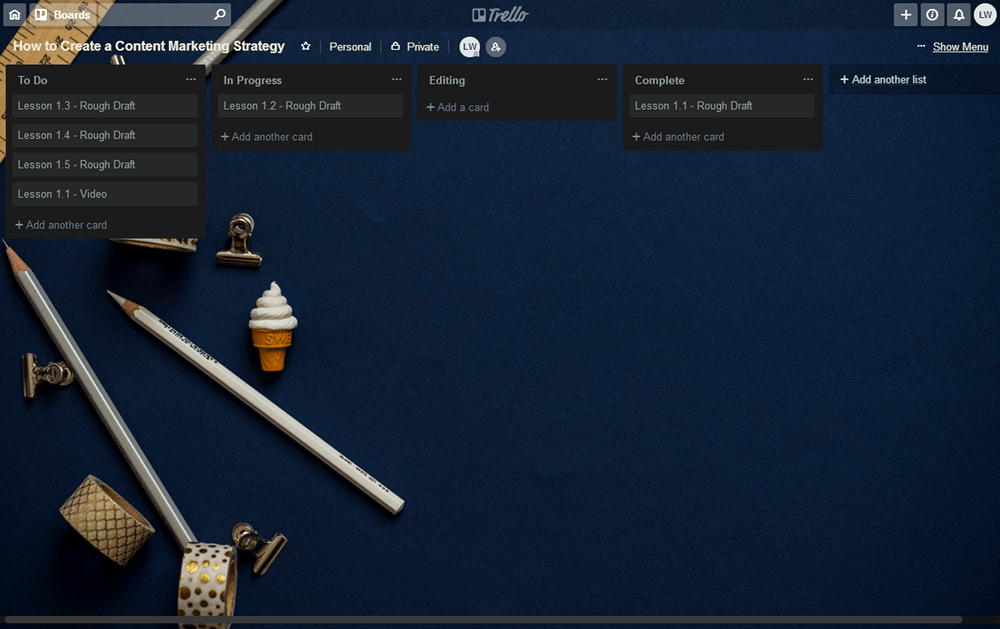 Trello-Board – Online-Kurs