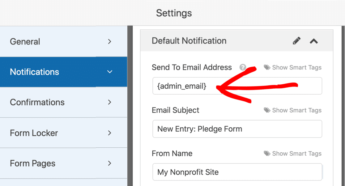默认通知电子邮件设置 - WP Mail SMTP Default notification email settings
