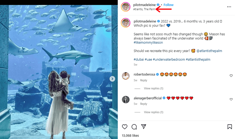 Exemplo de uso de geotag em blog pessoal no Instagram