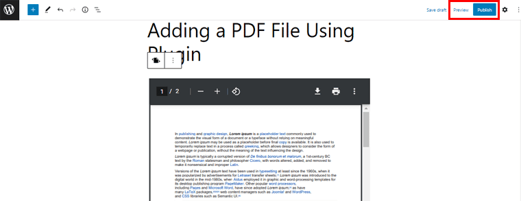 預覽並發布 PDF 文件以使其上線