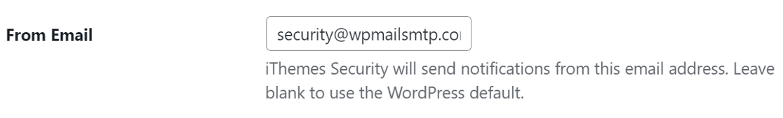 din setările de e-mail teme de securitate - WP Mail SMTP from email settings ithemes security