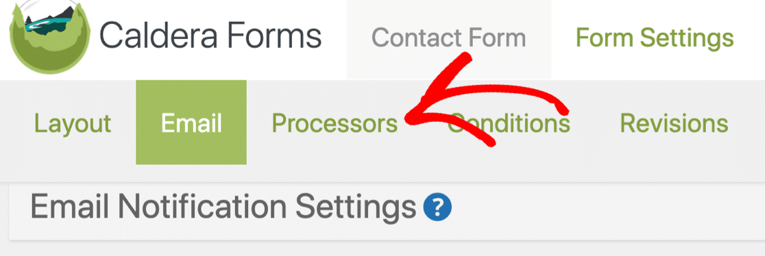 Caldera Forms Processors settings