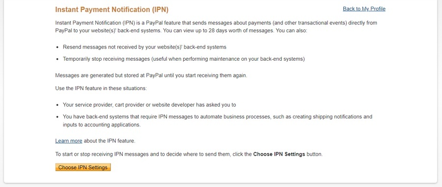 إعدادات pfo-select-paypal-ipn