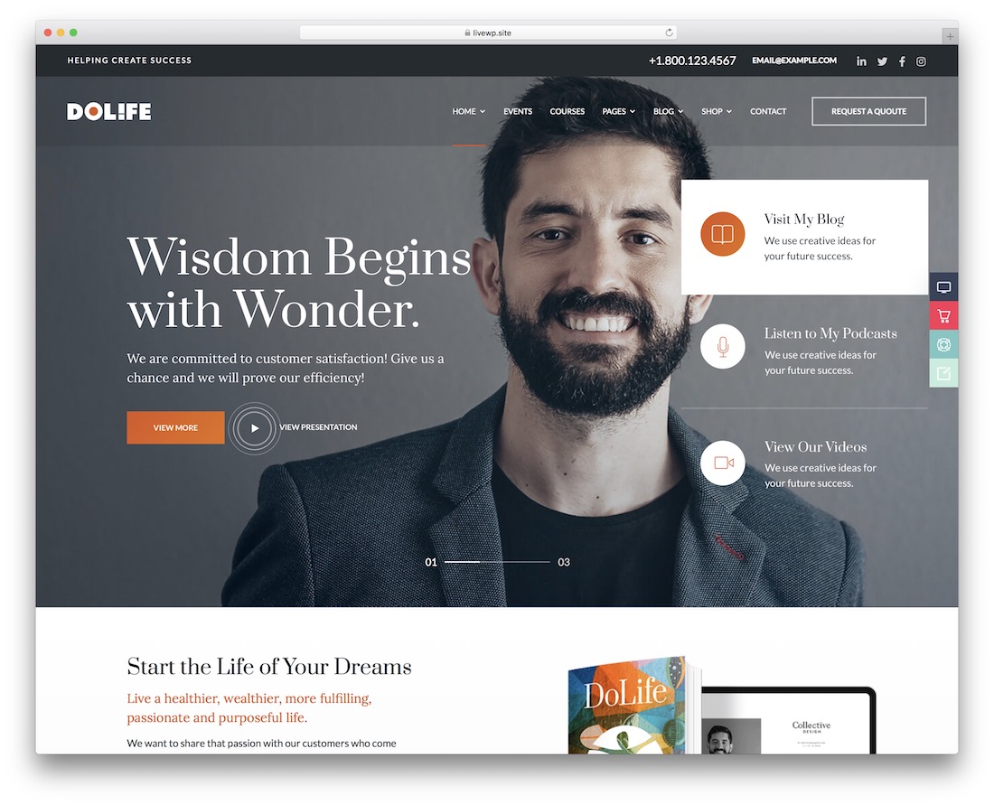 tema de wordpress de entrenamiento dolife