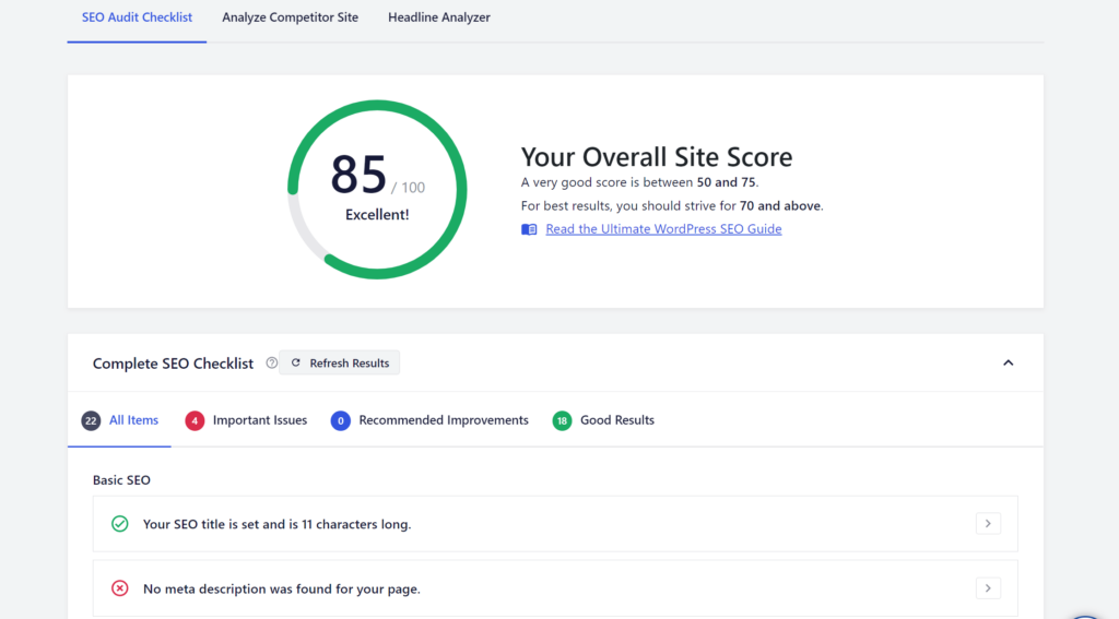Auditoria de SEO na AIOSEO