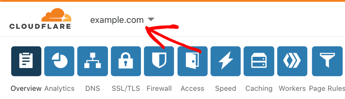 选择域以在 Cloudflare 中创建 DMARC 记录 - WP Mail SMTP Select domain to create a DMARC record in Cloudflare
