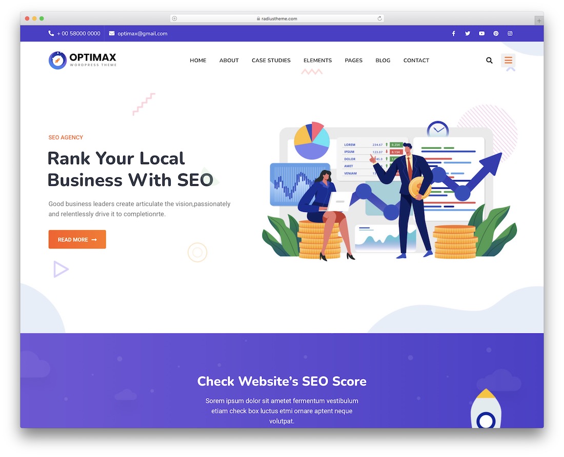 Оптимакс маркетинговая тема WordPress