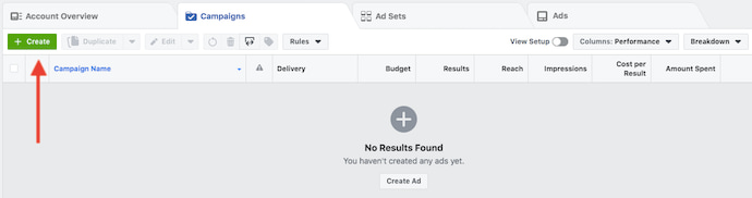 Facebook広告マネージャーは新しい広告ボタンを作成します