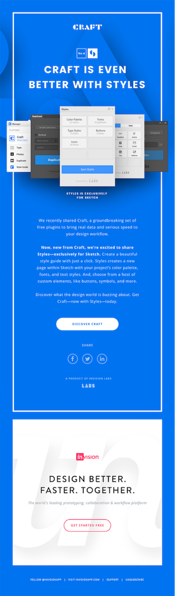 Inspiracja e-mailem HTML; Biuletyn e-mailowy InVision Labs