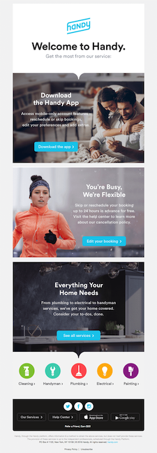 Inspiracja e-mailem HTML; Witamy w Handy email