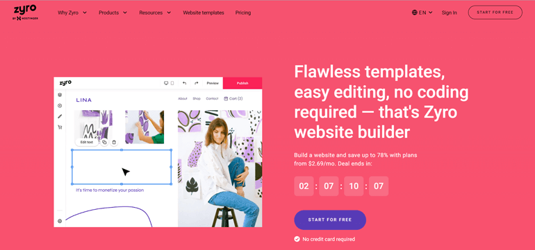 Zyro Best Website Builder للمجلة على الإنترنت