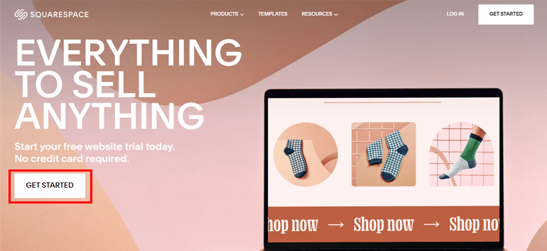 زر Squarespace للبدء