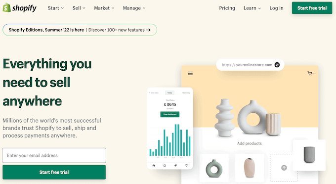 Die von Shopify gehostete E-Commerce-Plattform