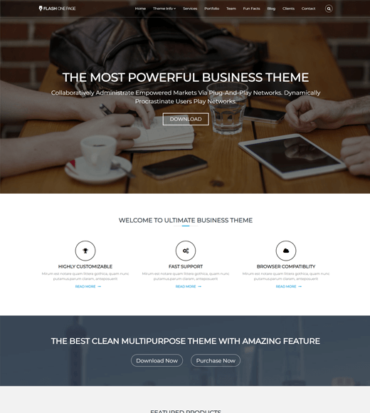 適用於企業的 Flash 免費 WordPress 模板