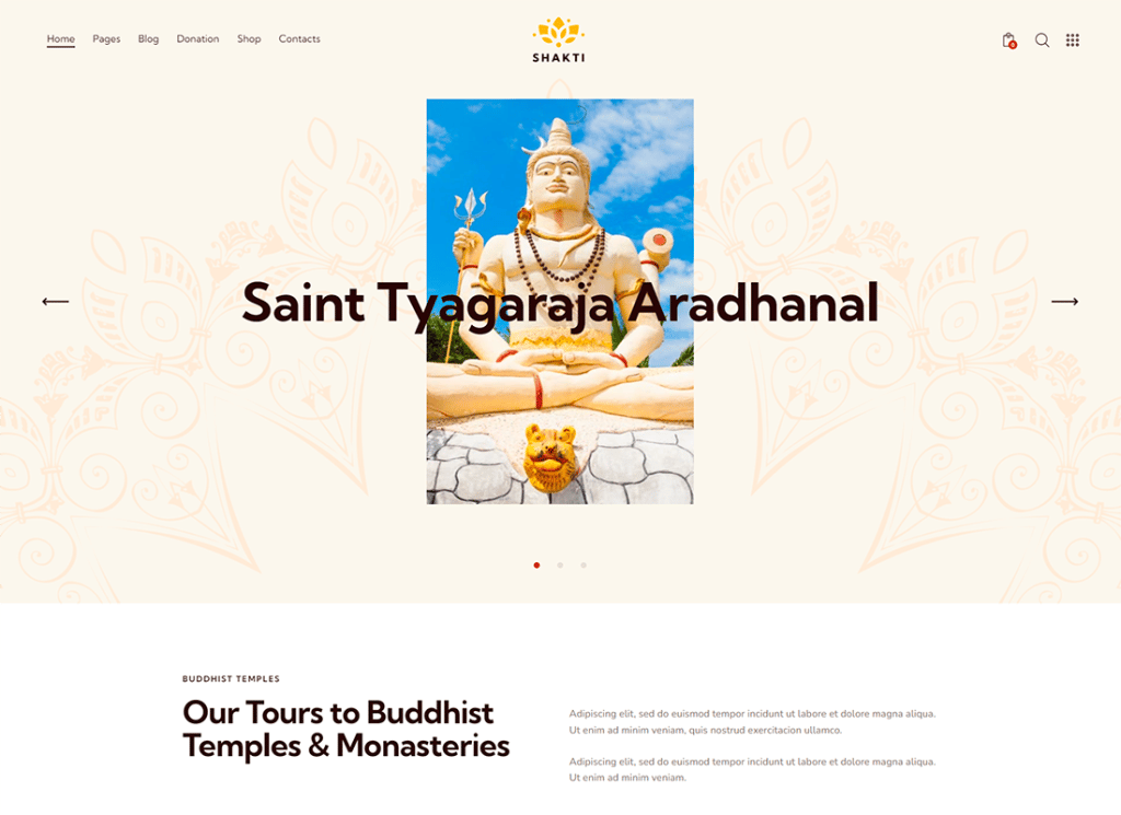 Shakti | Tema WordPress do Templo e Igreja de Krishna