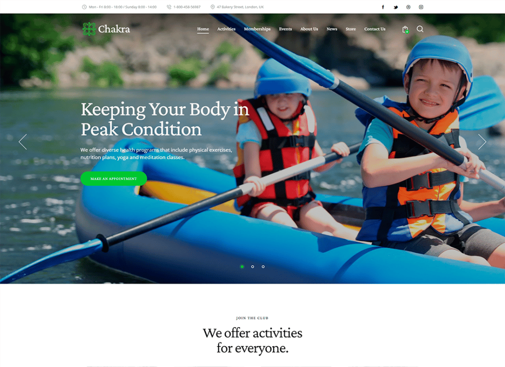 Chacra | Tema WordPress para Retiro de Ioga e Centro de Lazer