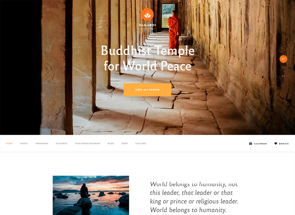 Samadhi | Tema WordPress do Templo Budista Oriental