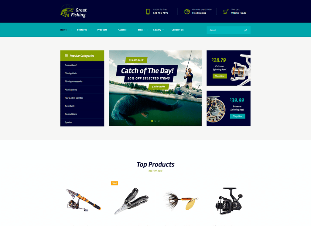 Tema WordPress de Hobby de Pesca e Caça