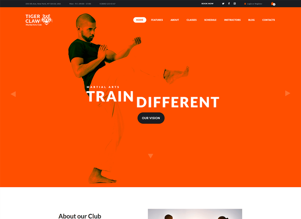 Garra de Tigre | Escola de artes marciais e centro de fitness Tema WordPress