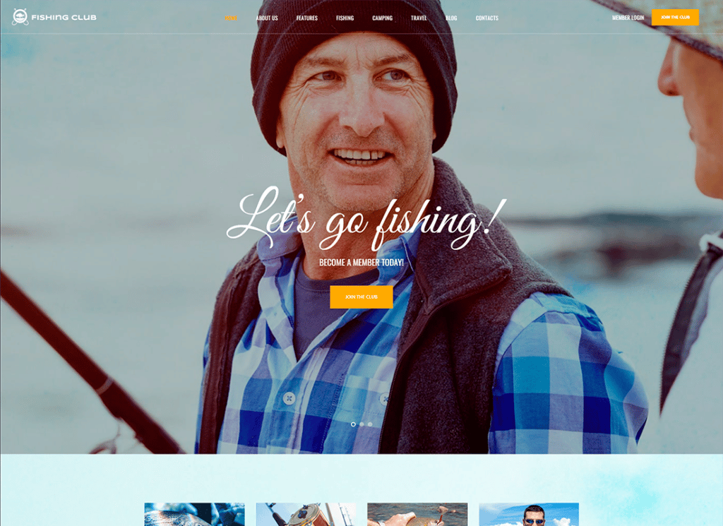 Tema WordPress Hobby para Clube de Pesca e Caça