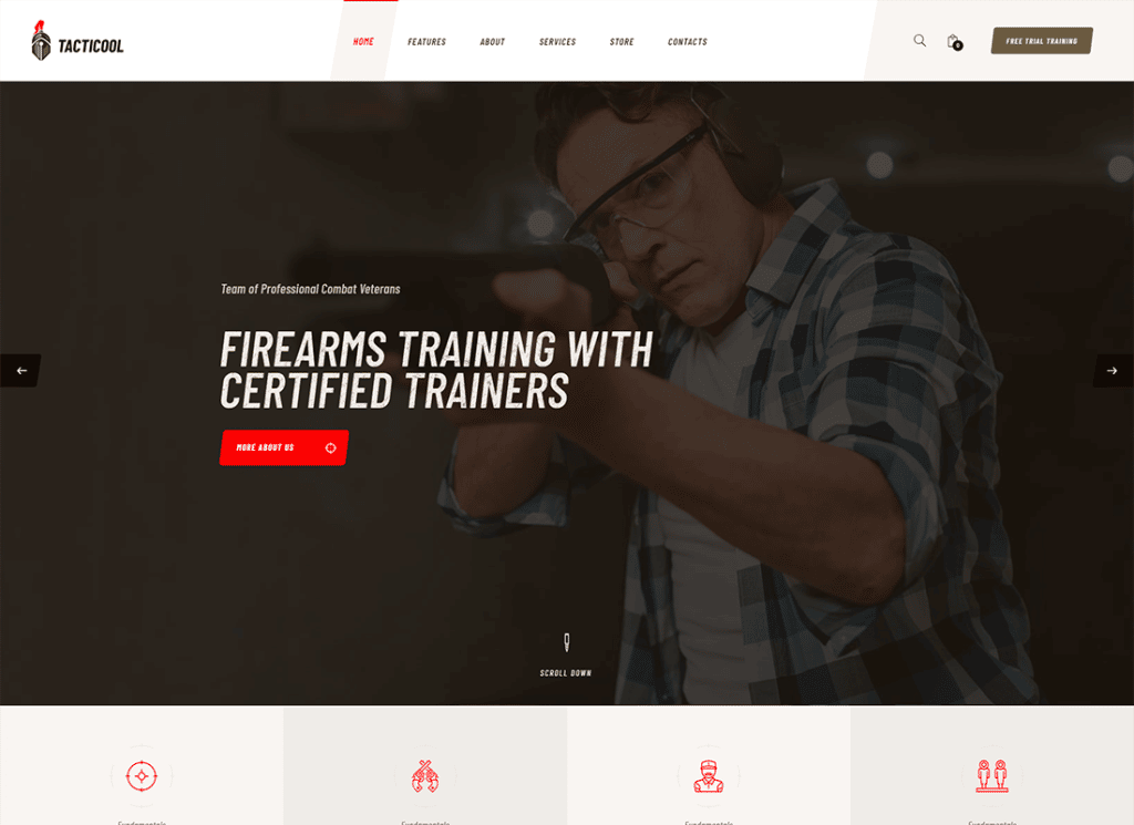 Tático | Campo de tiro e tema WordPress para loja de armas