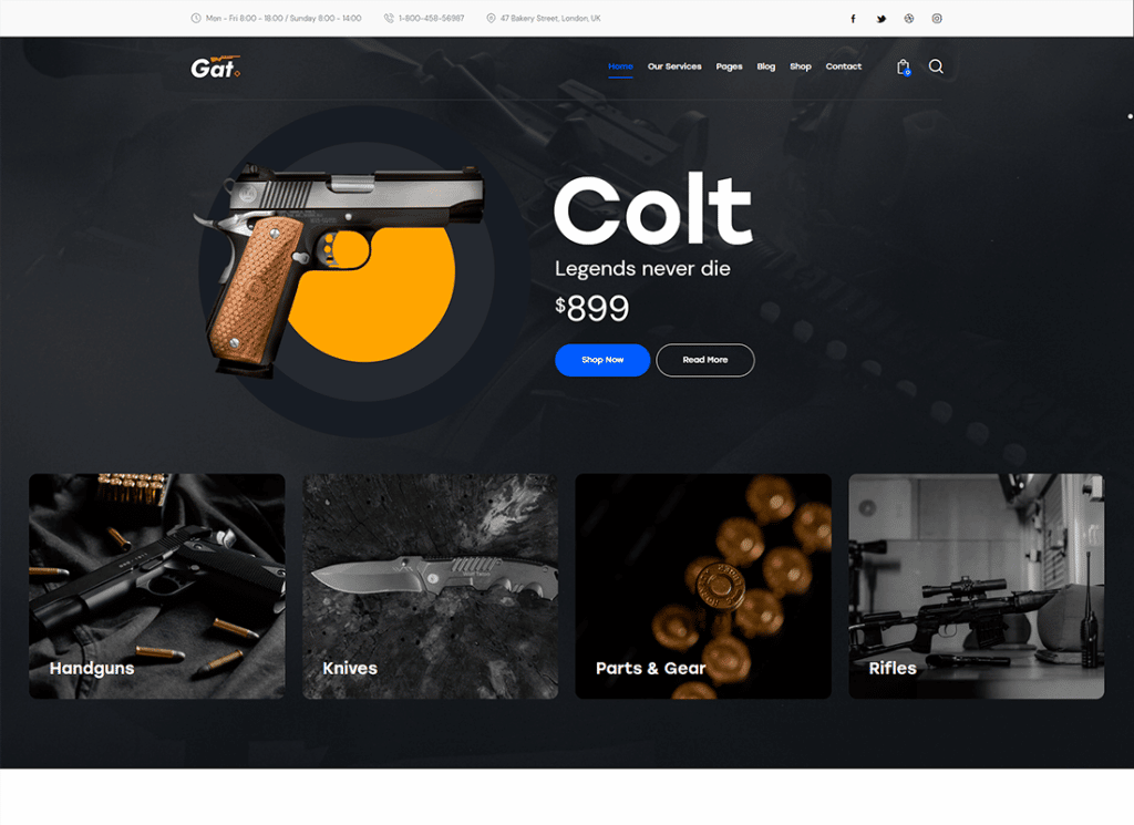 Gat | Tema WordPress para Loja de Armas e Armas