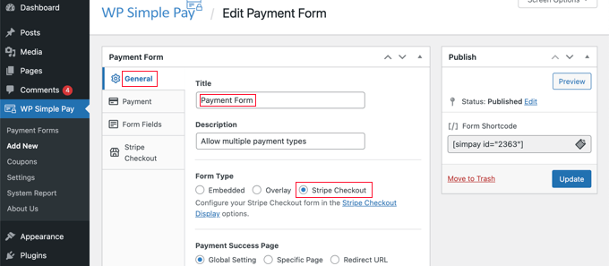 Berikan Nama dan Deskripsi Formulir Pembayaran Baru Anda