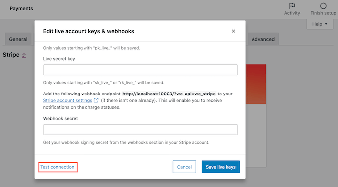 Menguji koneksi gateway pembayaran Stripe Anda Testing your Stripe payment gateway connection