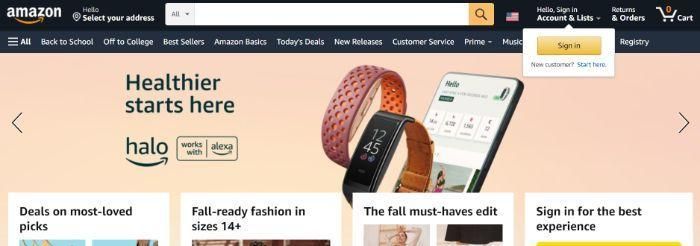 Beranda Amazon untuk aksesibilitas situs web untuk SEO