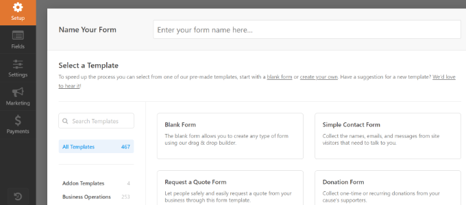 Memilih template Formulir Kosong Choose a form template