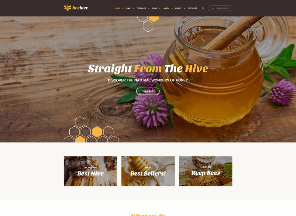 Beelove - Honey Production and Sweet Online Store WordPress テーマ