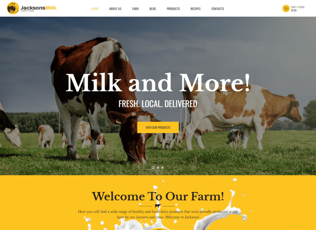Dairy Farm & Eco Milk Products WordPress テーマ