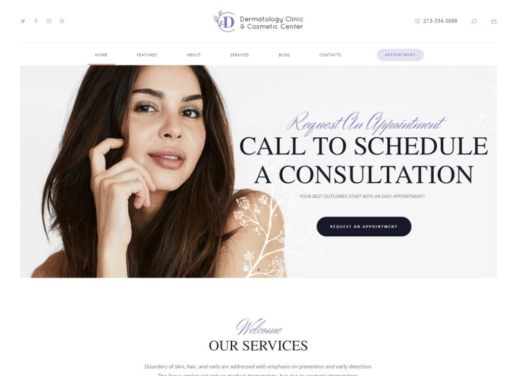 D&C - Thème WordPress pour clinique de dermatologie et centre de cosmétologie