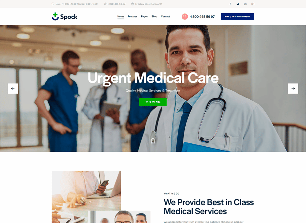Spock - Thème WordPress multi-skins Medical Elementor