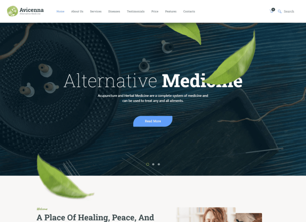 Avicenne - Thème WordPress pour docteur en médecine populaire alternative + boutique